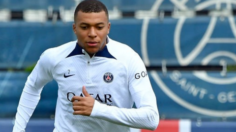 Kylian Mbappe training for Paris-St Germain