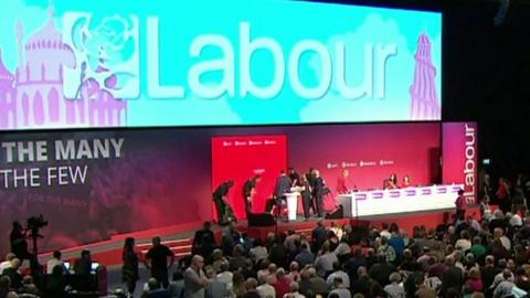 Emergency services on stage at the Labour Party conference
