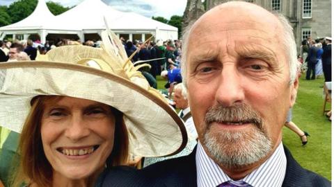 John Anderson and wife Margaret at a garden party at the Palace of Holyroodhouse