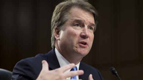 Brett Kavanaugh appears before the Senate Judiciary Committee's confirmation hearing in Washington on 5 September 2018