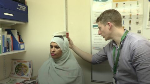 Patient Najma Sufi and dietician Owen Marples