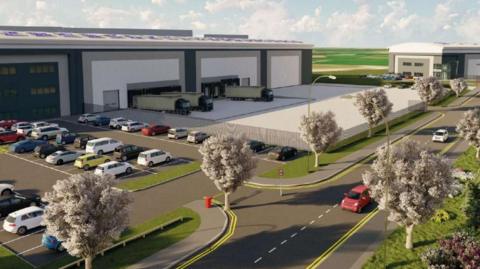 Artist impression of new warehouse in South Derbyshire