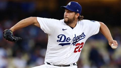 LA Dodgers pitcher Clayton Kershaw in action