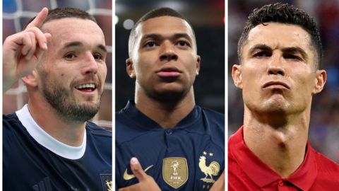 Split picture of Jack Grealish, John McGinn, Kylian Mbappe and Cristiano Ronaldo