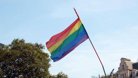 A rainbow flag 