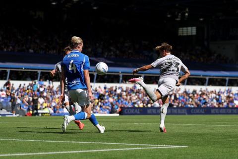 Dom Ballard back-heels the ball into the top corner on the volley at St Andrew's