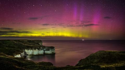 The Northern Lights seen over the North Sea