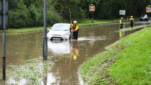 Car in flood water