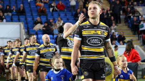York Knights captain Liam Harris leading his side out last season
