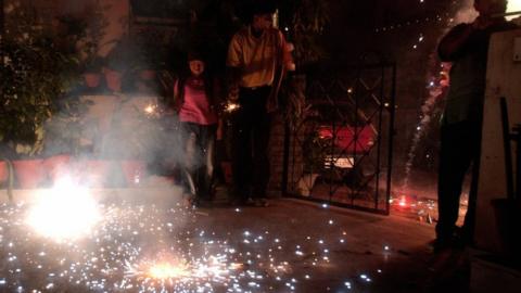 Indians set off firecrackers