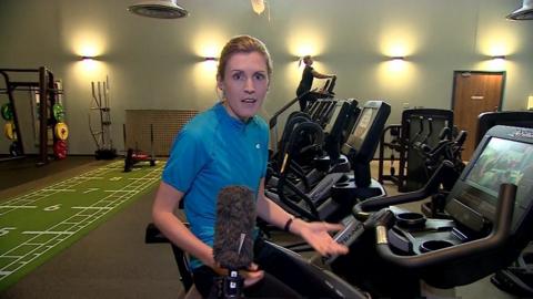 The BBC's Katy Austin at a gym that has reopened in Twickenham