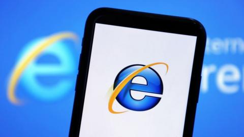 Internet Explorer logo displayed on smartphone screen