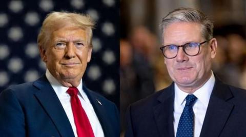 Donald Trump and Sir Keir Starmer side-by-side in a composite image