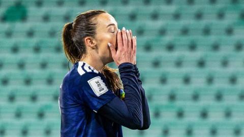 Caroline Weir looks dejected