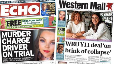 South Wales Echo and Western Mail front pages