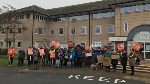 Campaigners outside Allerdale House