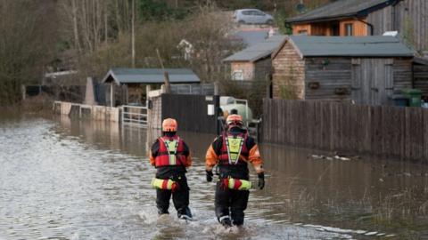 Emergency services check on residents along the River Severn near Bewdley