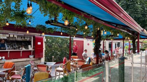 Bar Levant's al fresco seating area on Broad Street in St Helier.  