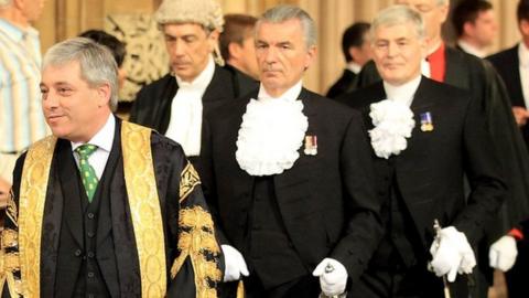 John Bercow at the 2010 state opening of Parliament, accompanied by Angus Sinclair