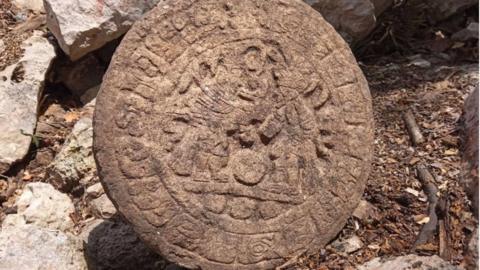 A view of the stone found at Chichen Itza