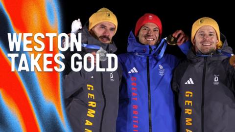 Matt Weston poses for a picture with his gold medal