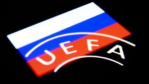 Russian flag and Uefa logo