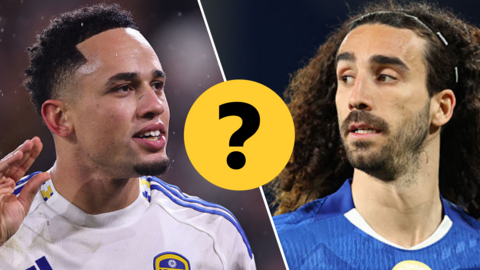 Split image of Leeds' Noah Okafor and Marc Cucurella