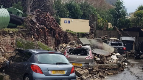 Storm damage near Highlands College in Jersey