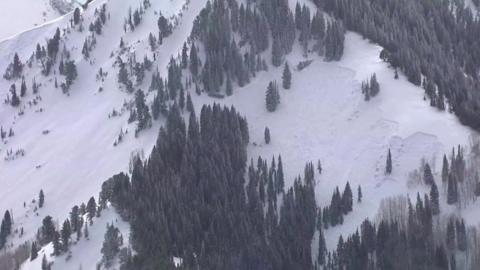 Image shows the scene of the avalanche in Utah