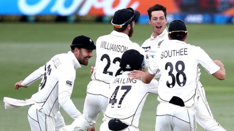 New Zealand celebrate final wicket