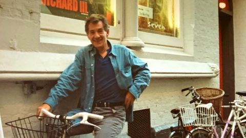 Sir Ian McKellen outside the Cambridge Arts Theatre