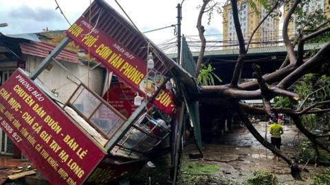 Damage in Hanoi after typhoon Yagi strikes