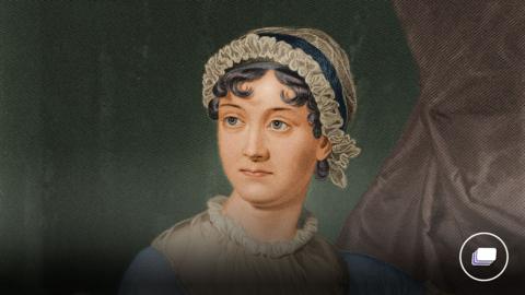 A picture of a painting of Jane Austen.