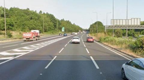 A google streetview of the M2 near the site of the crash