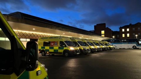 Ambulances at the Royal Infirmary in Leicester