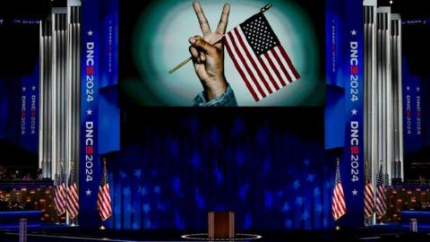 An American flag at the DNC