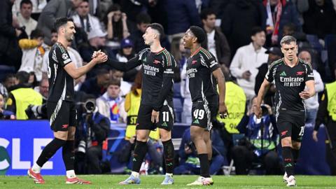 Gabriel Martinelli celebrates scoring Arsenal's second goal