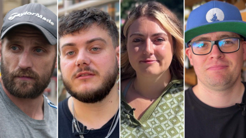 A composite image of four people speaking about city centre issues.