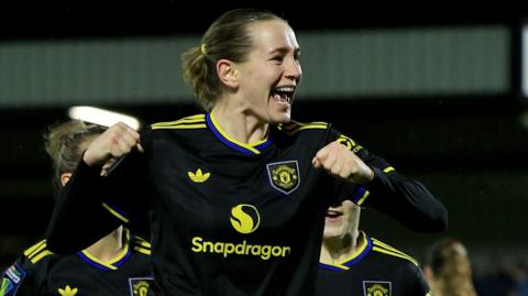 Elisabeth Terland celebrates scoring