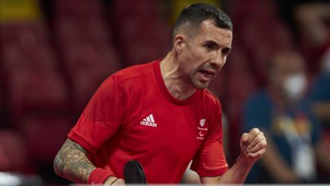 Table tennis player Will Bayley in action at the Tokyo Paralympics