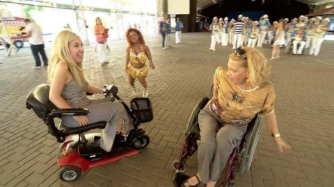 Vivi (middle) and Elizabeth (right) showing me some moves in rehearsals for the Paralympic One Year to Go celebrations