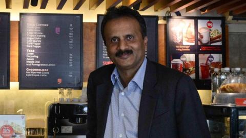 VG Siddhartha in a Cafe Coffee Day shop