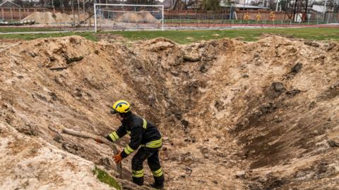 Desna's shell-damaged football stadium