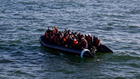 Migrants call the Abeille Languedoc for help following a failed crossing attempt due to a problem in the boats engine in French waters while trying to illegally cross the English Channel.