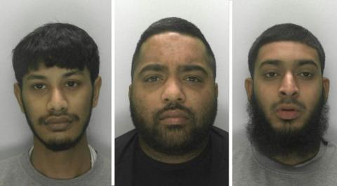 Mugshots of Kazi Ahmed (l), Hassanjee (m), and Jamil Ahmed (r)