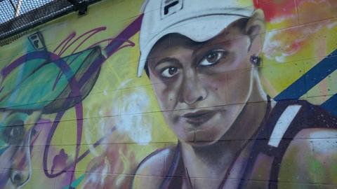 A mural of tennis player Ashleigh Barty