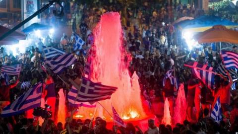 Greeks celebrating referendum result