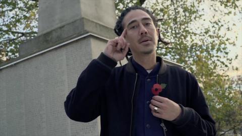 A poet raps to commemorate the soldiers who fought in WW1