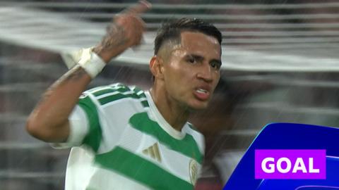 Camilo Duran celebrates after scoring for Celtic