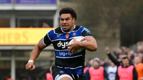 Vilikesa Sela running with the ball during Bath's cup win against Bristol